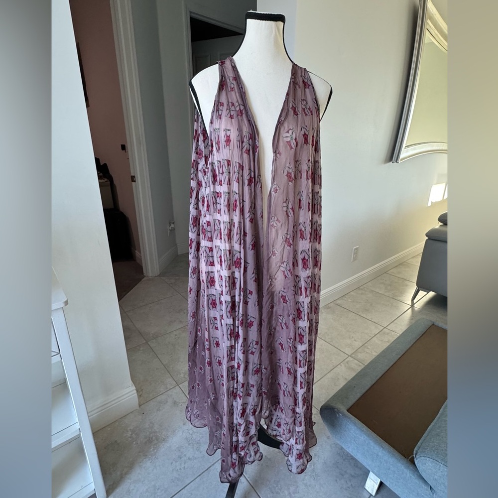 Soft Surroundings Backless Sheer Dress in Purple and Pink